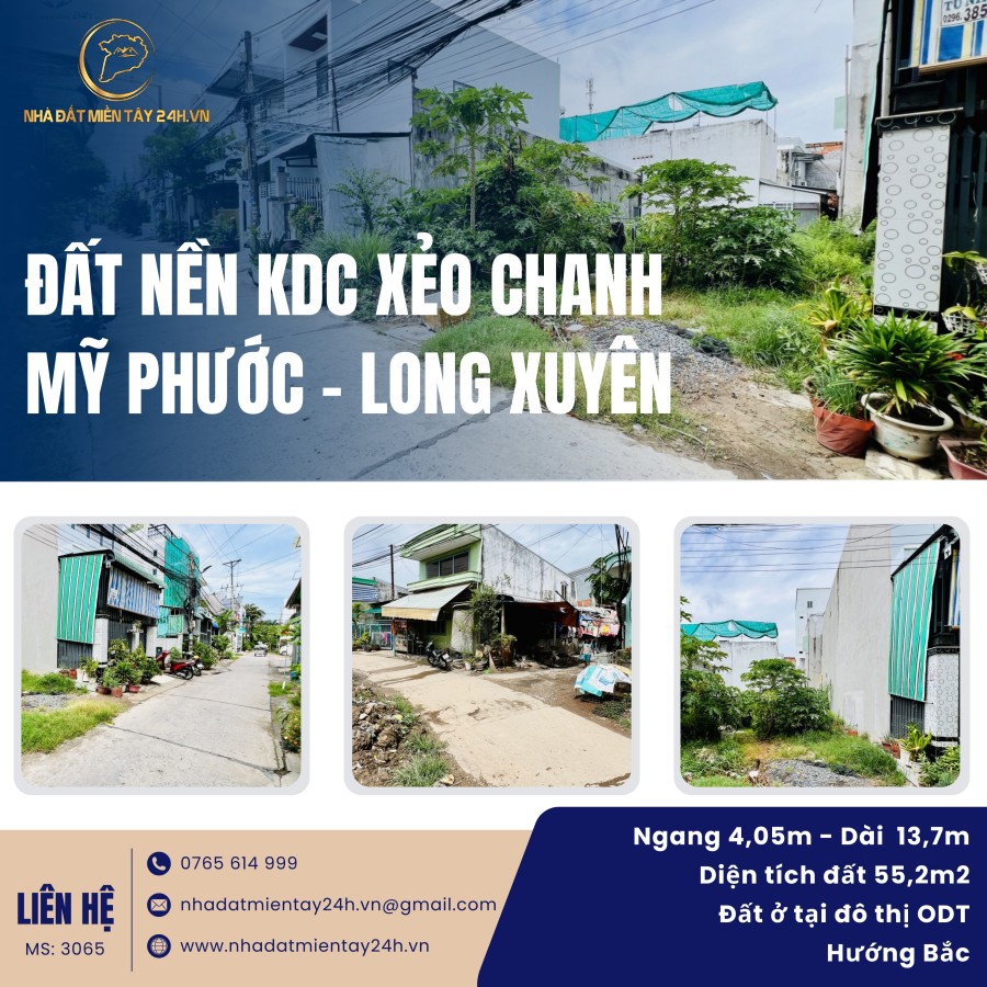 BÁN ĐẤT NỀN KHU DÂN CƯ XẺO CHANH, PHƯỜNG MỸ PHƯỚC, TP LONG XUYÊN